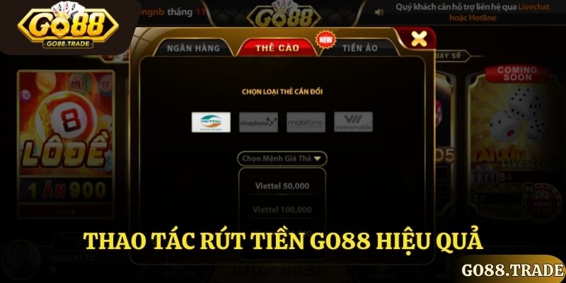 Hướng dẫn rút tiền Go88